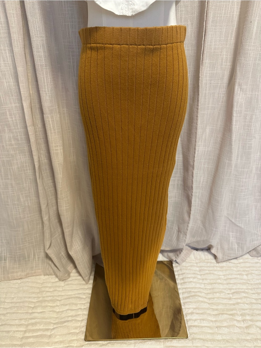 Ronny Kobo Collection Ribbed Midi Skirt with high slit